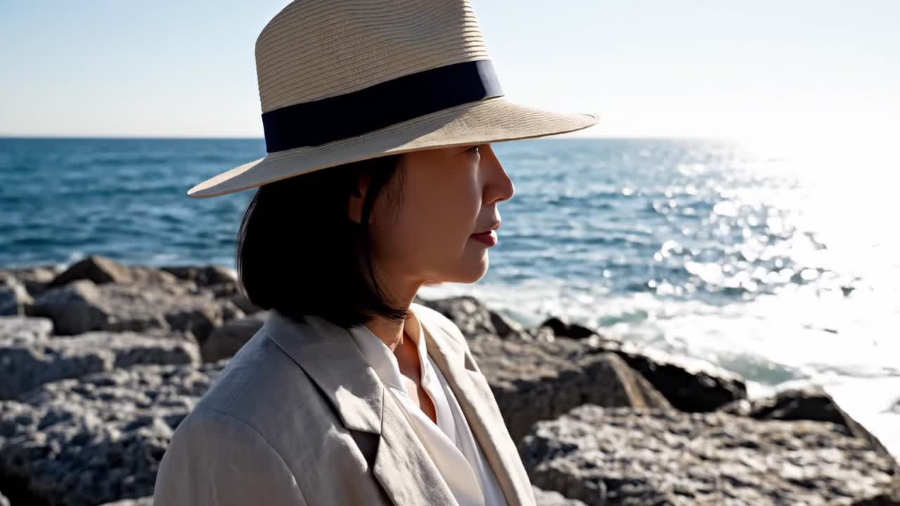 Woman in Hat by the Sea