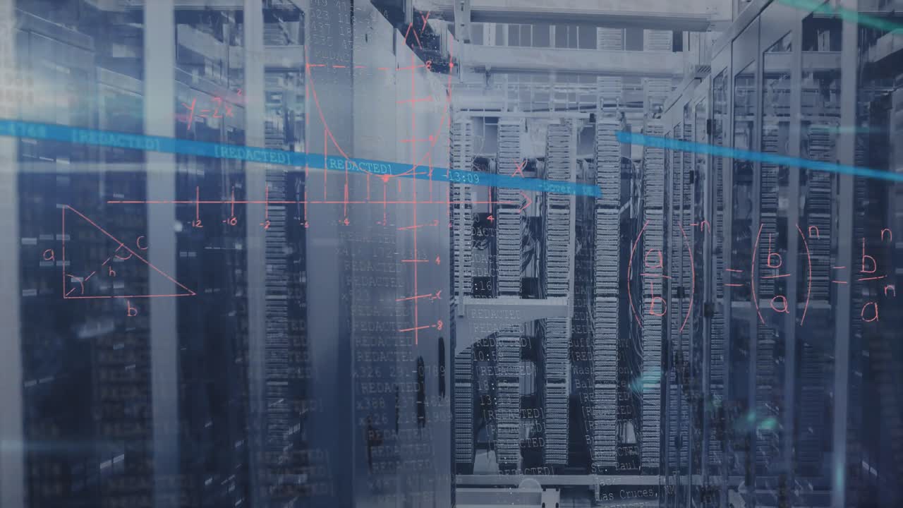 Animation of data processing over server room