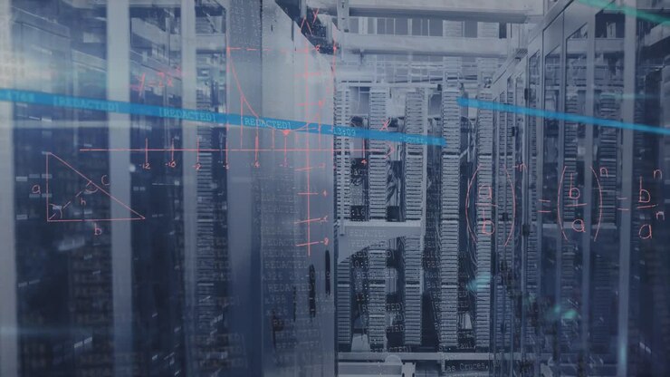 Animation of data processing over server room