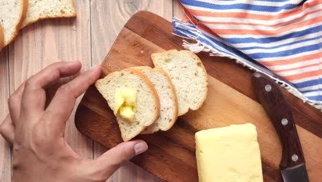 butter toast on a wooden board