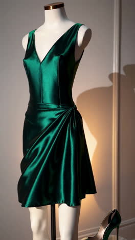 emerald green satin mini dress