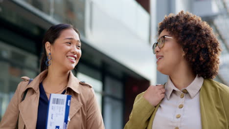 business people, travel and ticket walking