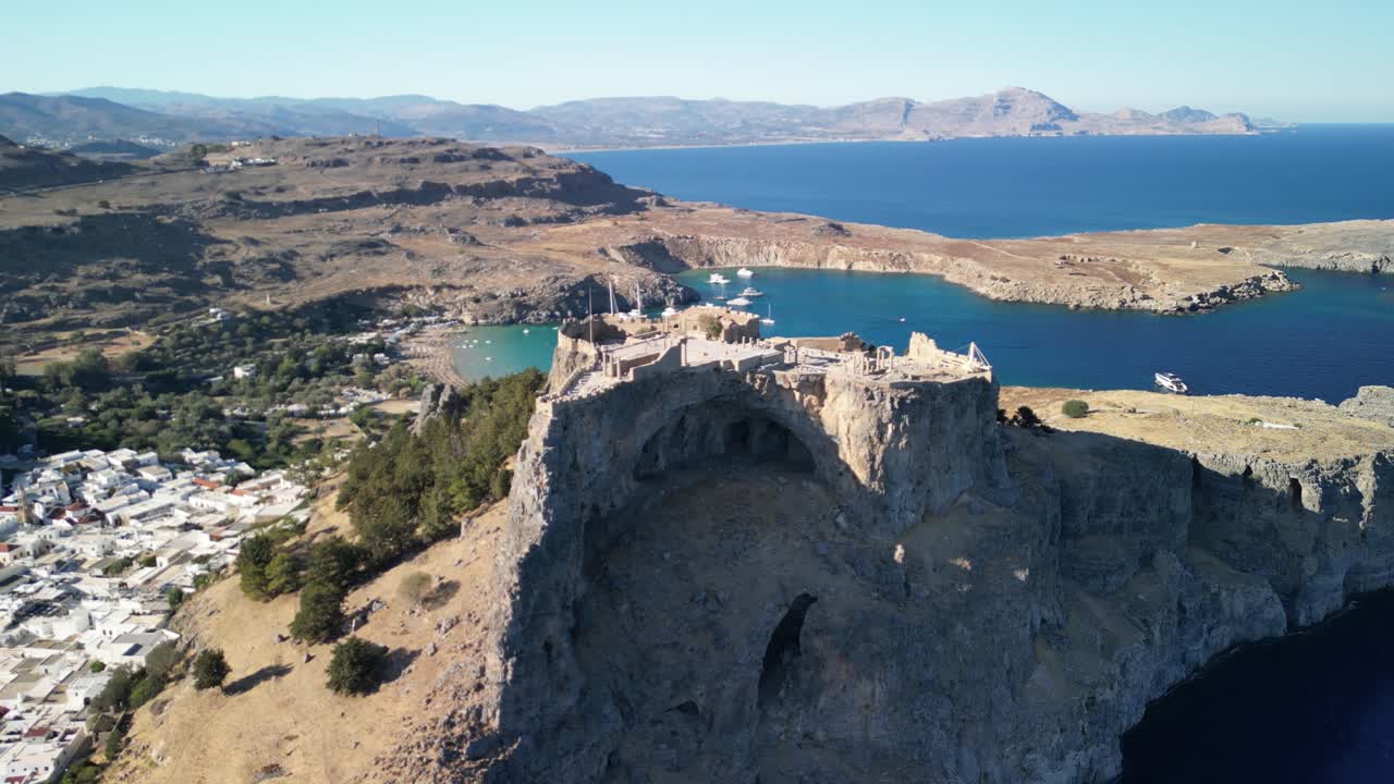 Aerial View of the Acropolis of Lindos, Rhodes, Greece