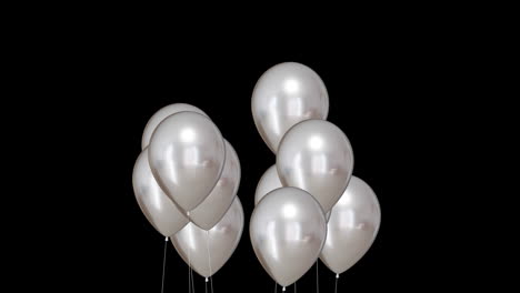 animation of silver balloons on black background