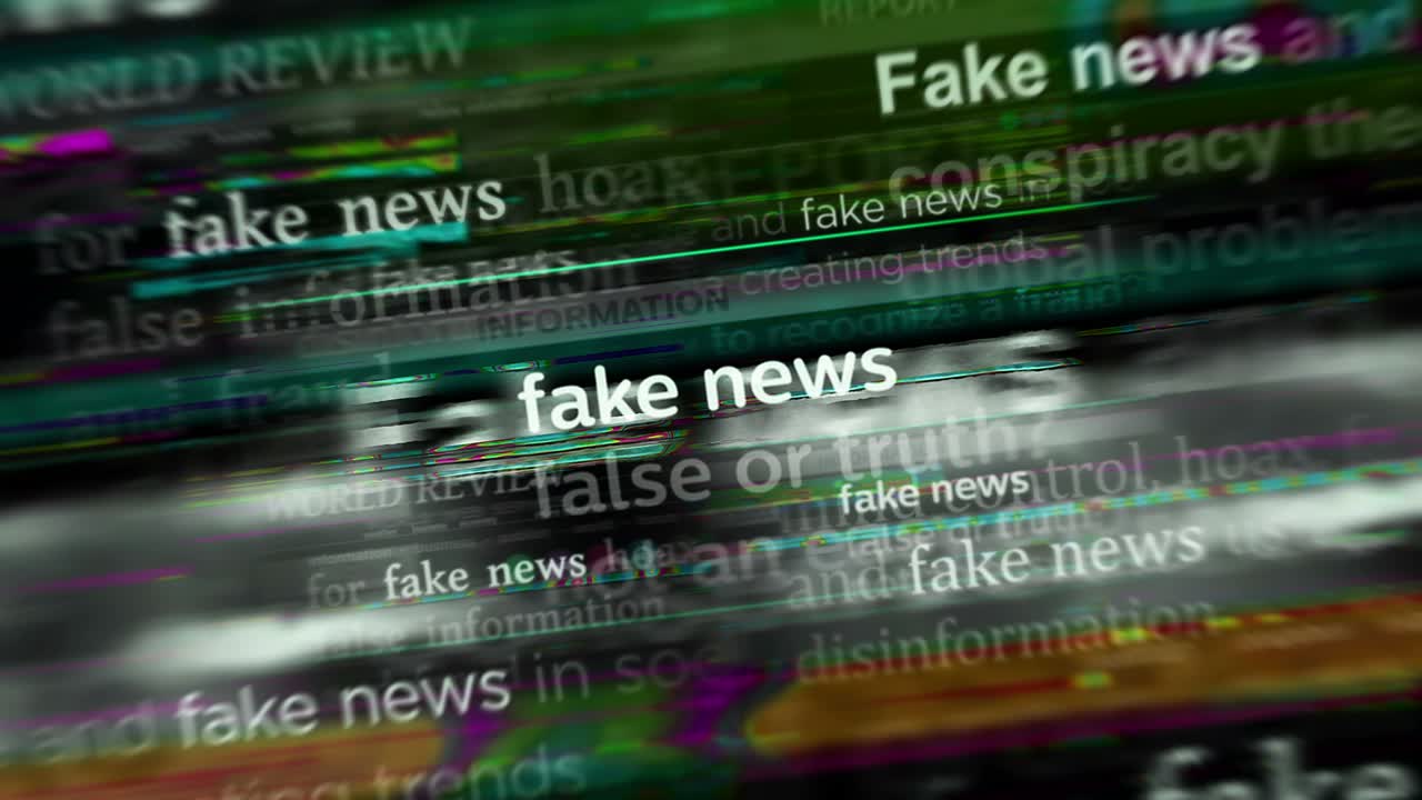 titulares de los medios con noticias falsas e información engañosa animación en bucle sin fisuras