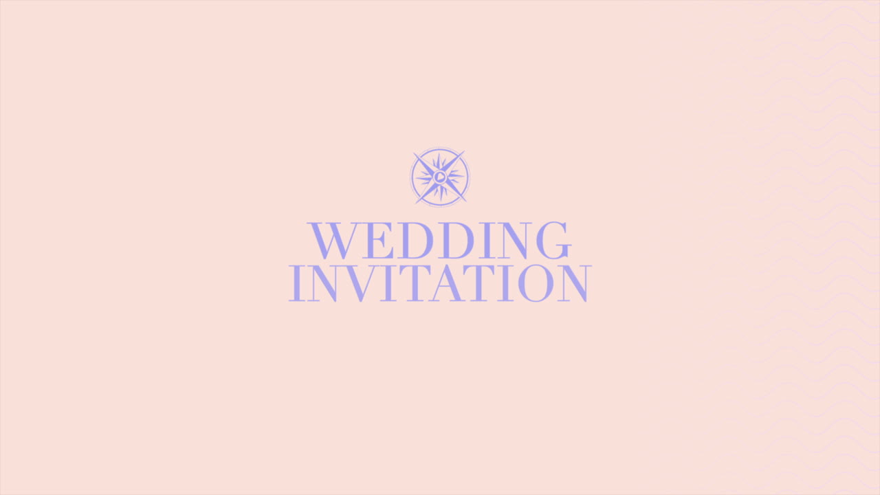 invitation de mariage motif de vagues bleues et roses avec boussole