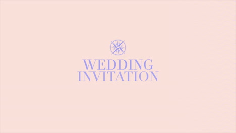 wedding invitation blue and pink waves pattern with compass