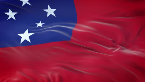 bandera de samoa ondeando en el viento con textura de tela muy detallada. bucle sin costuras