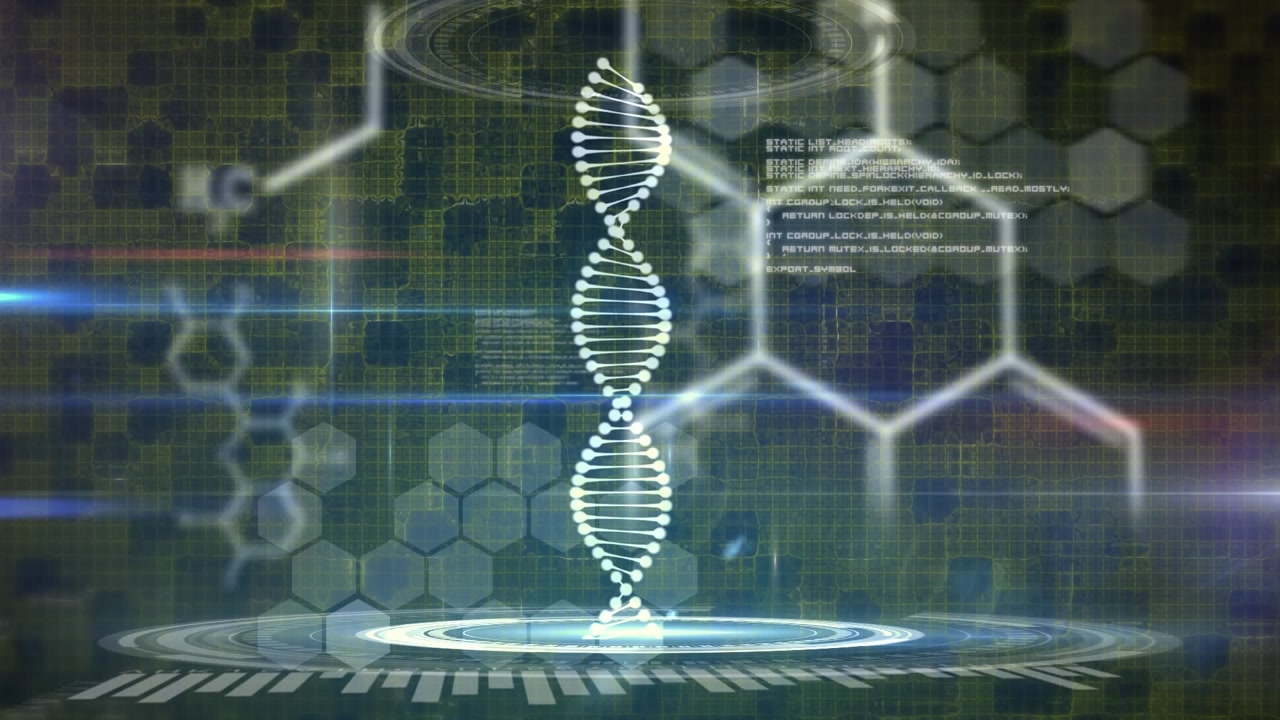 Animation of dna strand spinning and medical data processing