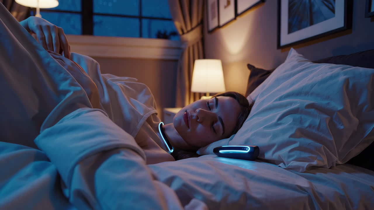 Woman Sleeping with a Sleep Technology Device