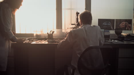 scientist working with a microscope in a lab