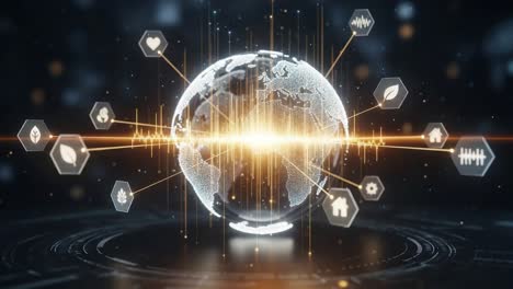 a dynamic visualization of global connectivity and innovation: exploring the interactions of data and ecosystem around a radiating globe