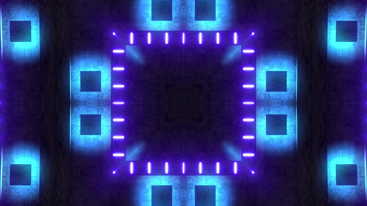 Neon Geometric Pattern on Concrete Wall
