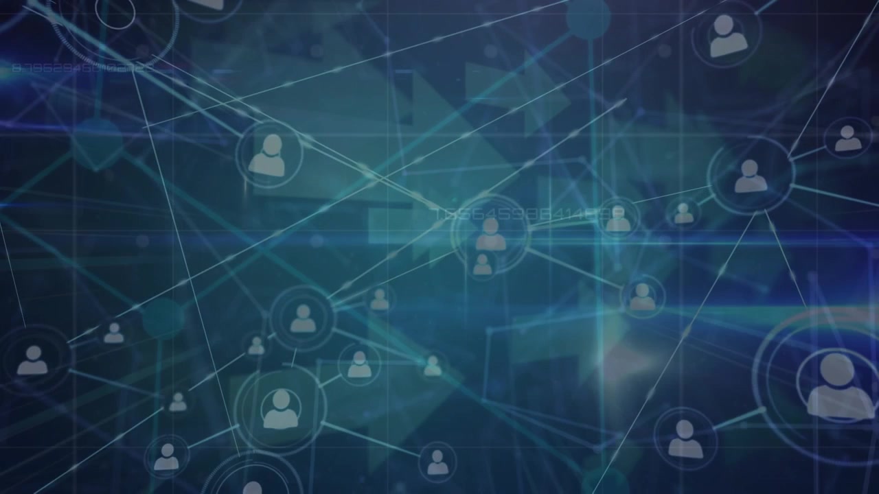 Digital Network Connection with User Icons and Data Flow