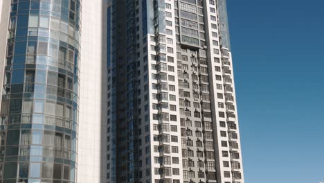 low angle establishihg shot of modern residential area buildings architecture