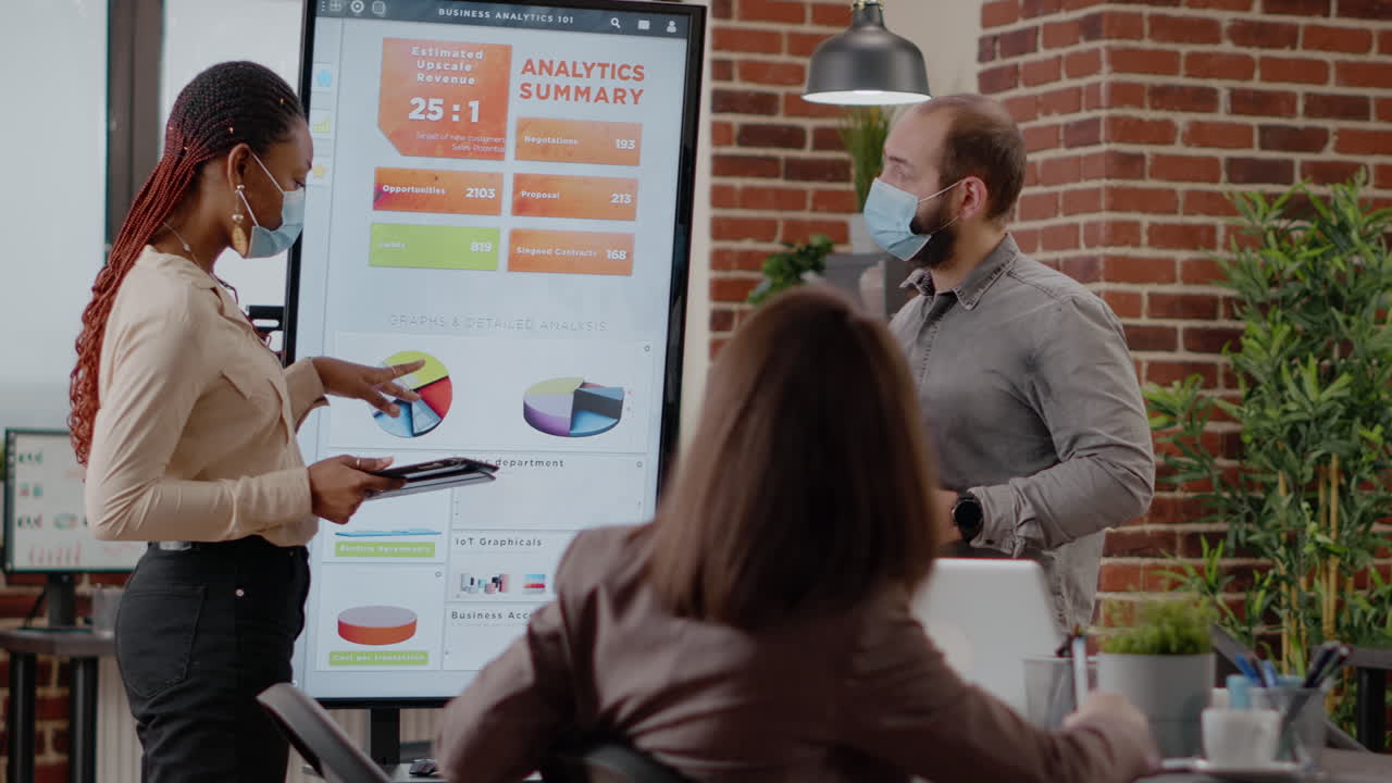 Business people explaining financial project and presentation