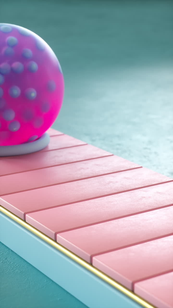 Machine piercing ball on conveyor belt. Seamless animation