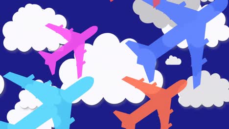 animación de planos coloridos sobre las nubes