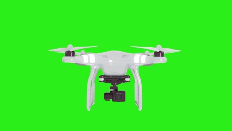 drone quadcopter on a green background, seamless looping 3d animation, 4k