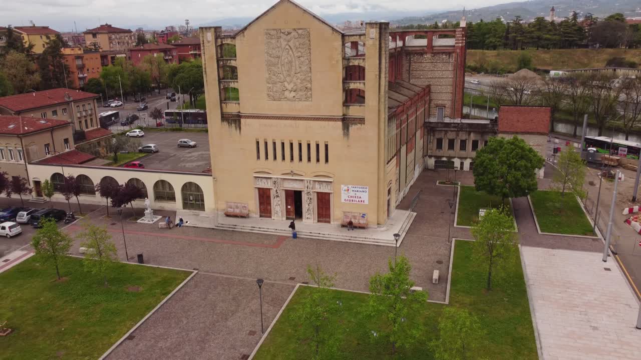 Tempio Votivo (Votive Temple) - Catholic Church In The Borgo Milano, Verona, Italy. - aerial shot
