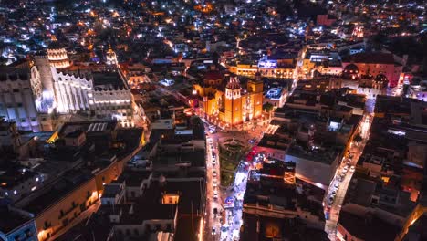 aerial hyperlapse of the historic center of the city of guanajuato, magic town