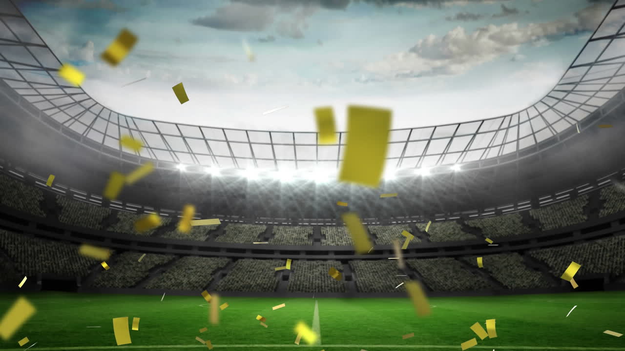 스타디움에서 떨어지는 콘페티