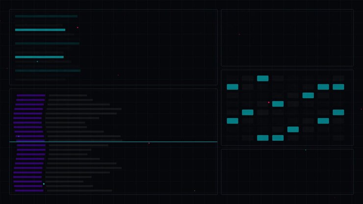 Abstract Digital Data Visualization Dashboard with Animated Graphs