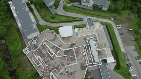 aerial top down over planet hollywood luxurious hotel near sea shore in nacascolo beach, papagayo peninsula, costa rica