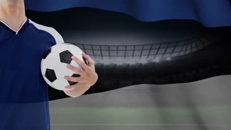 Jugador-De-Fútbol-Sosteniendo-El-Balón-En-La-Mano-Video