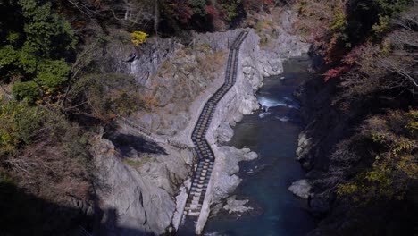 japan's longest fish ladder in okutama, tokyo - locked off view