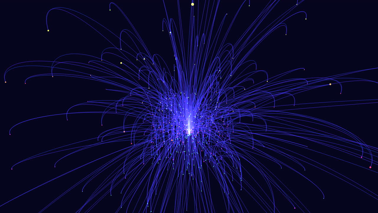 forma abstracta de primer plano con puntos de neón y líneas en gradiente negro