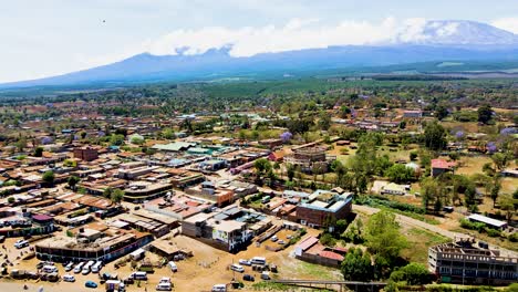 rural village town of kenya with kilimanjaro in the background