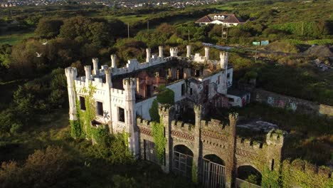 soldiers point house aerial view zoom in on abandoned empty holyhead coastal victorian estate