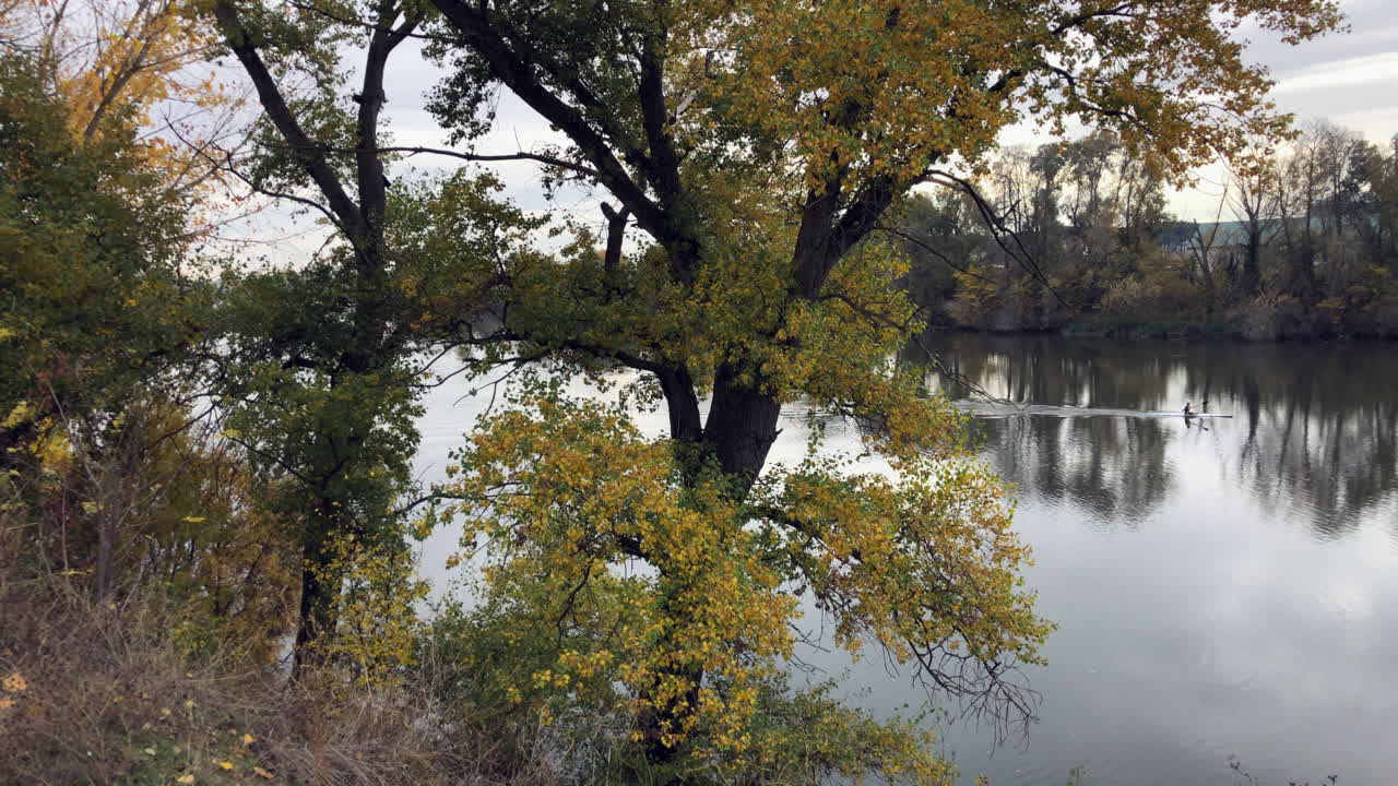 강에서 카약과 함께