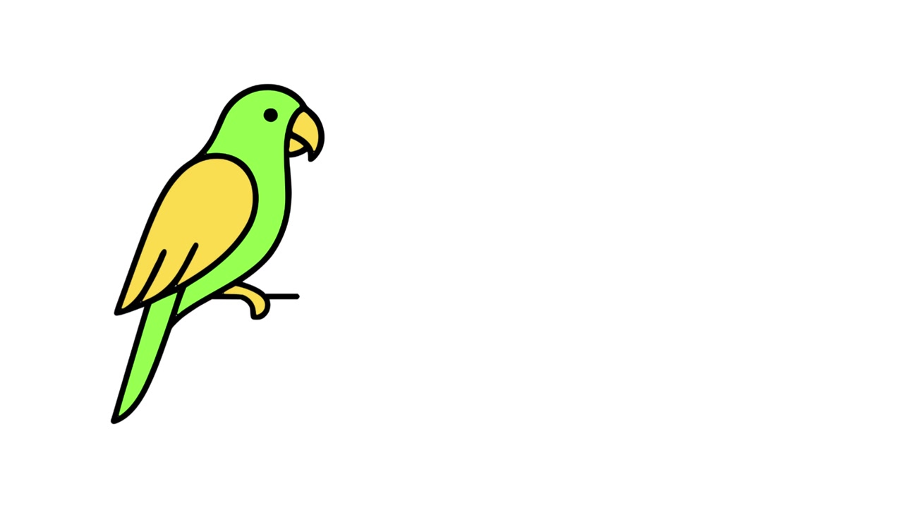 Animation of a green parrot on a branch