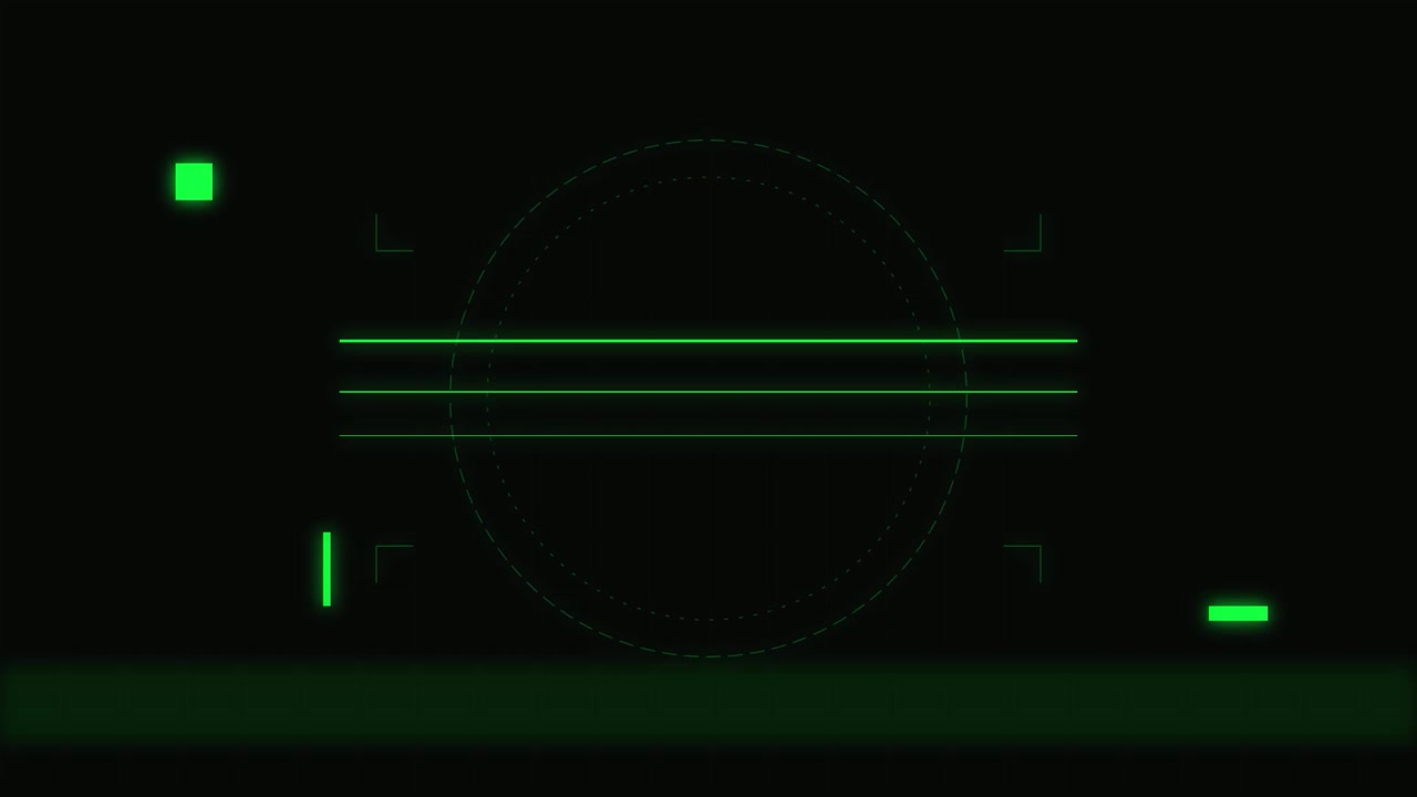Digital Green HUD Interface With Scanning Circle Animation
