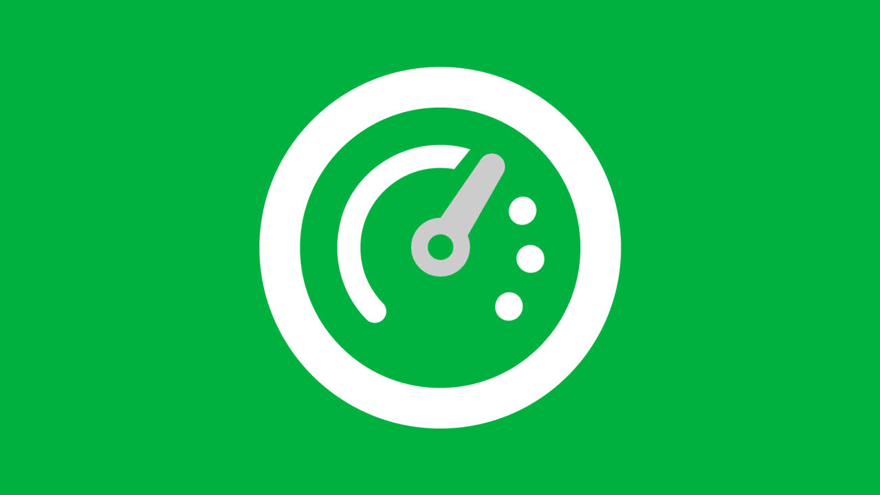 Animated Speedometer Icon on Green Screen