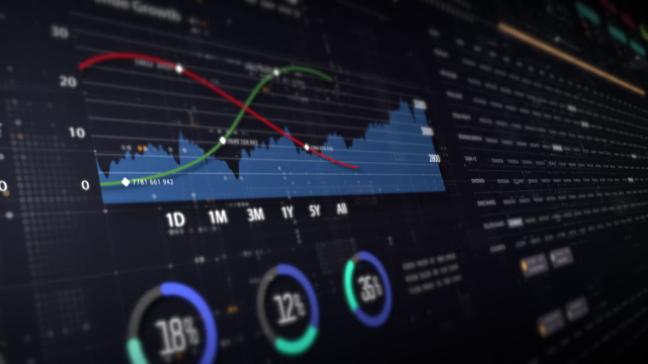 Dynamic data visuals for business info graphics, animated charts, and data-driven insights for a business meeting mock-up. Explore the world of trading, stock exchanges, and crypto