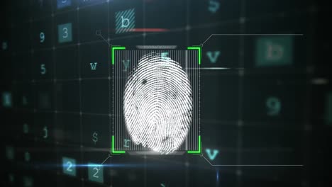 fingerprint scanner against cyber security concepts in background