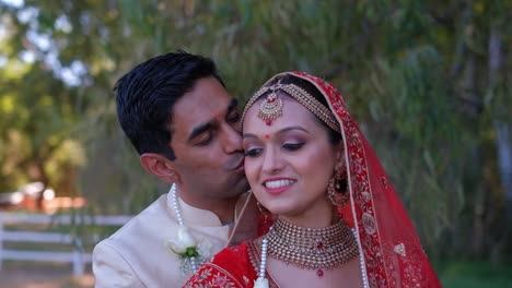 romantic indian bride and groom couple on their wedding day