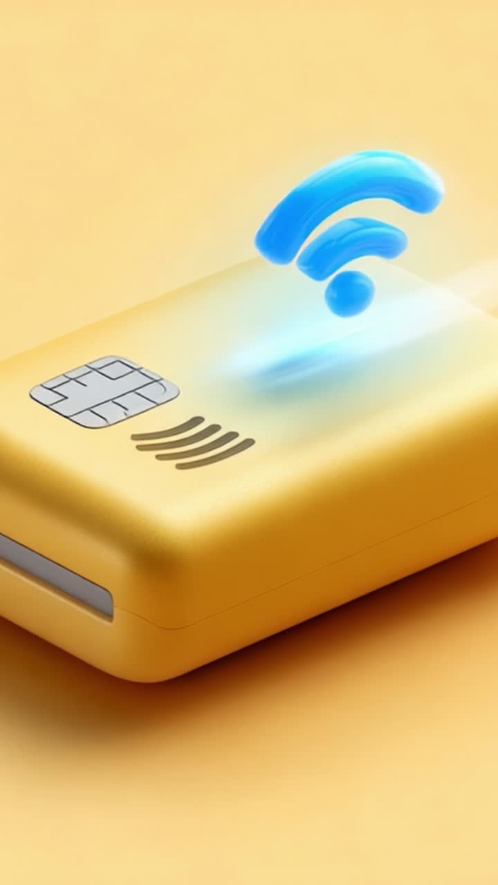 Uma Imagem em Close-up de um Dispositivo Portátil Amarelo com um Slot para Cartão SIM, Emitindo um Sinal Wi-Fi Azul, Representando Conectividade Moderna e Tecnologia Móvel