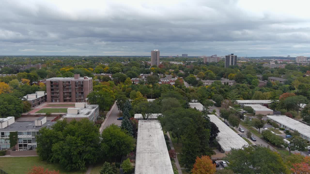 Aerial of Detroit neighborhoods and landscape