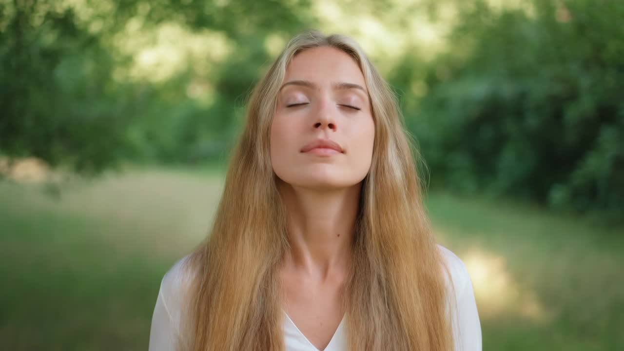 mujer meditando al aire libre