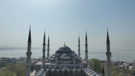 renovated blue mosque and hagia sophia drone video, april 2022 fatih, istanbul turkey