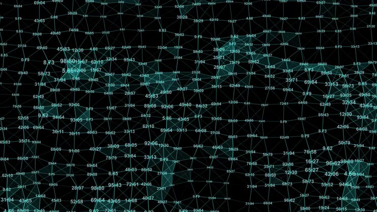 Abstract Digital Network with Floating Numbers and Connecting Nodes