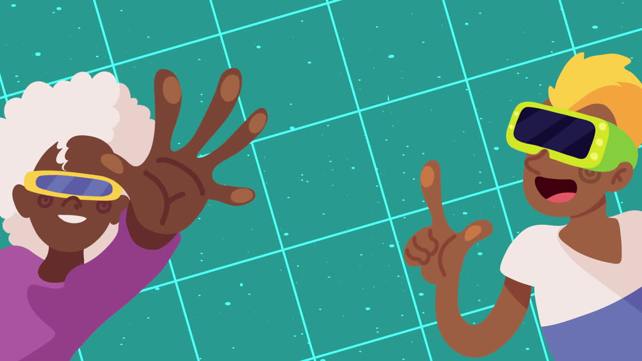 Two Diverse People Wearing VR Glasses