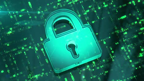 Secured data transfer under lock seamless loop 3D render animation