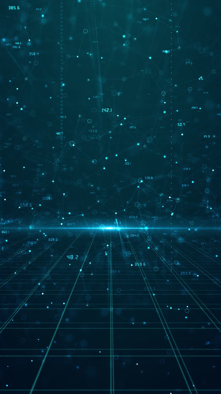 Cyber big data flow particles bokeh data technology background big data visualization flow data