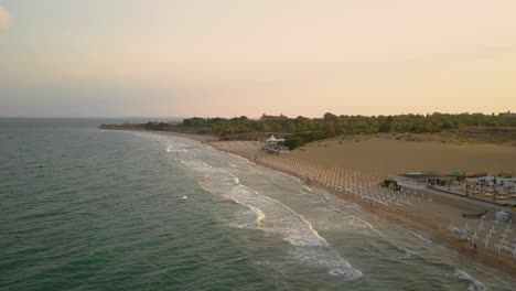 sunset at the beach near the world heritage site of nesebar in bulgaria