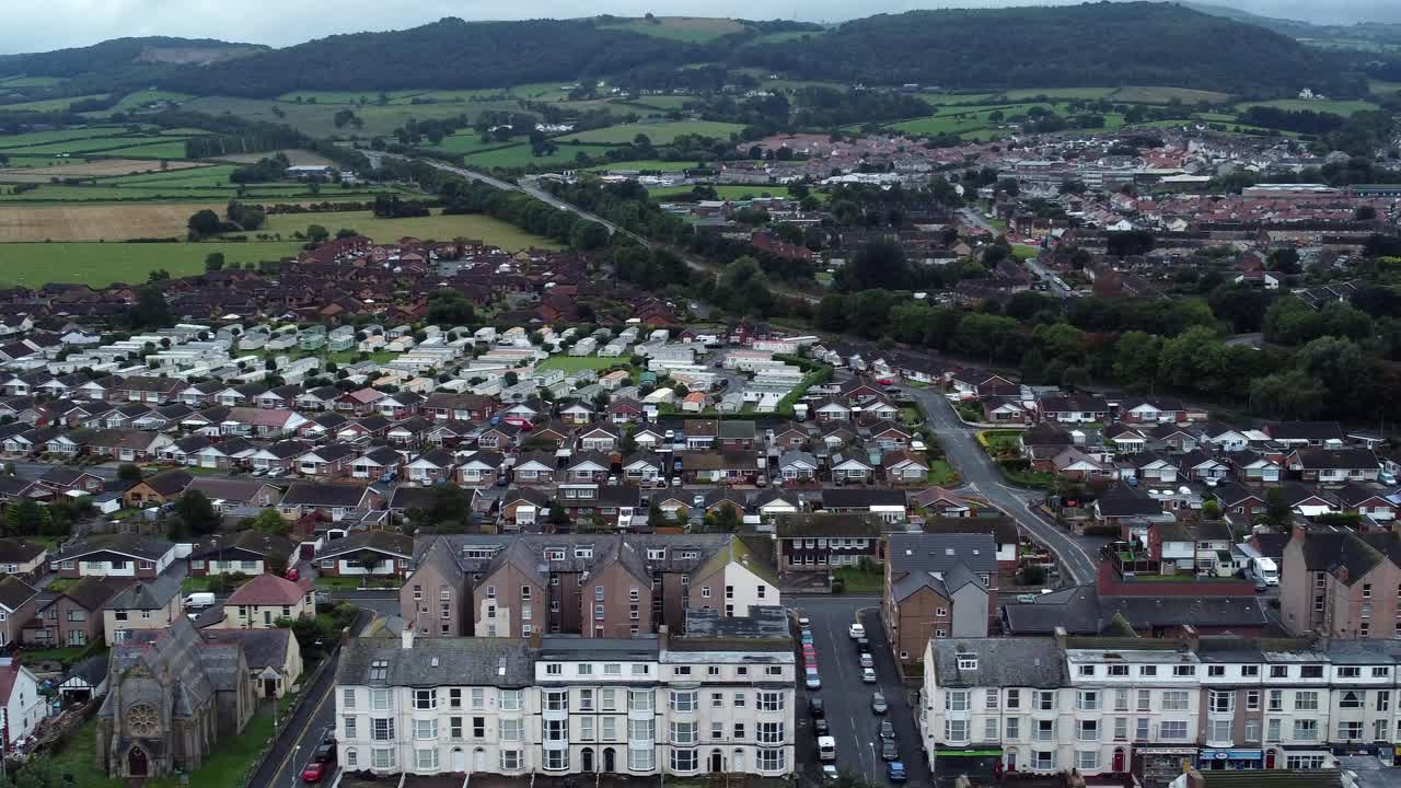 오래 된 abergele pensarn 해변 리조트 타운 노스 웨일즈 산 조감도 오른쪽 팬